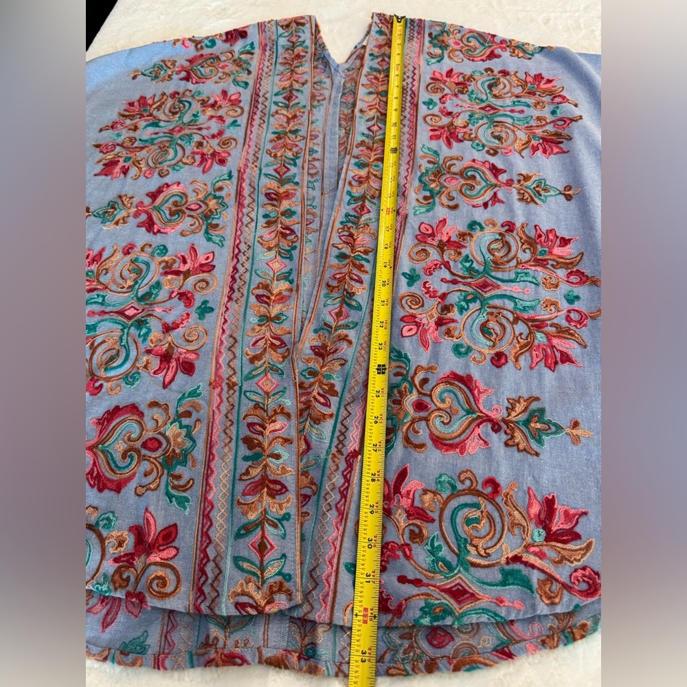 Umgee Floral Embroidered Chambray Open Cardigan/ Coverup- small S/M oversized - Picture 13 of 13